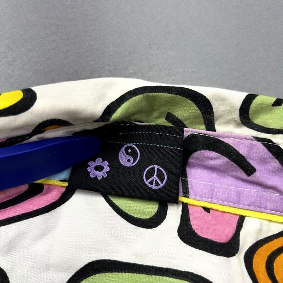 Vintage‎ aLab Button Down Shirt XL Melting Smiley Face Multicolor Hippy Trippy - Picture 11 of 14